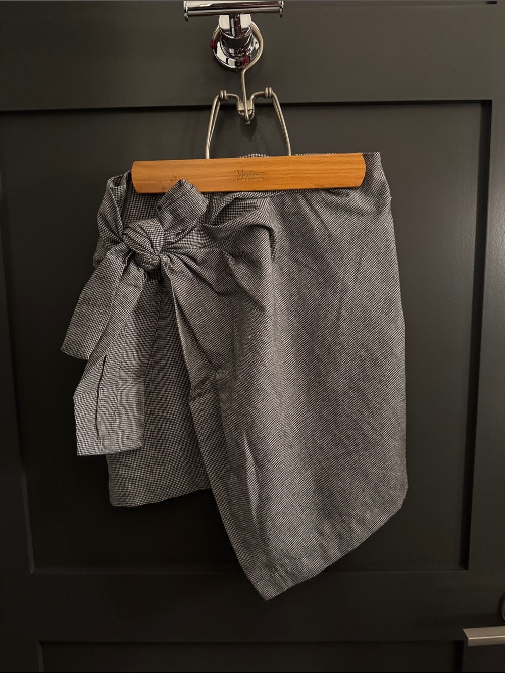 Gray Tie-Waist Mini Skirt